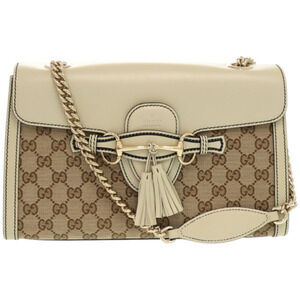 GUCCI Authentic Cream Leather Horsebit Shoulder Bag
